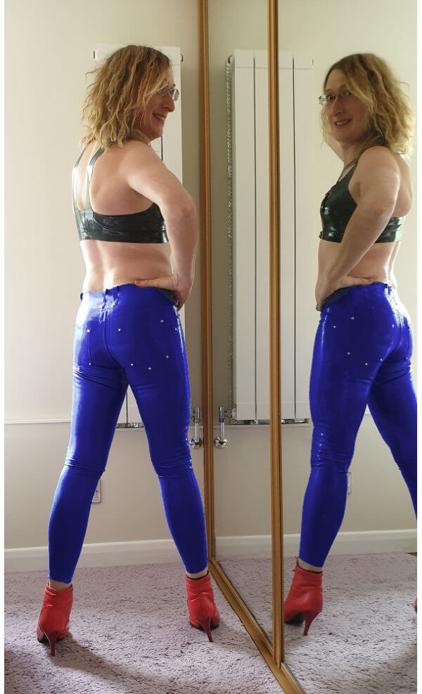 Skin tight latex jeans