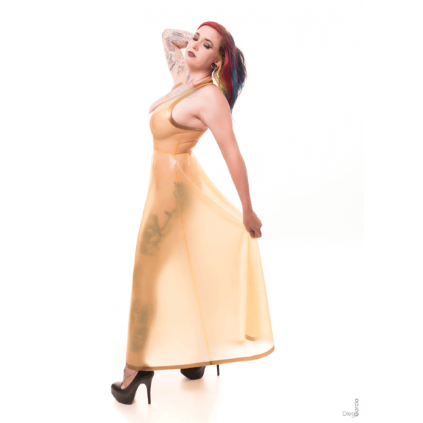 latex golden dress
