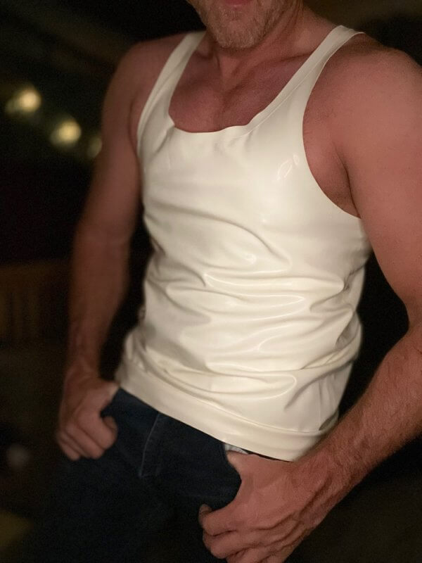 Latex clothing: Men's plain latex vest top