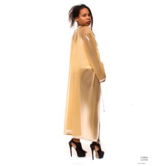 Latex LONG DRESSING GOWN in transparent natural colour.