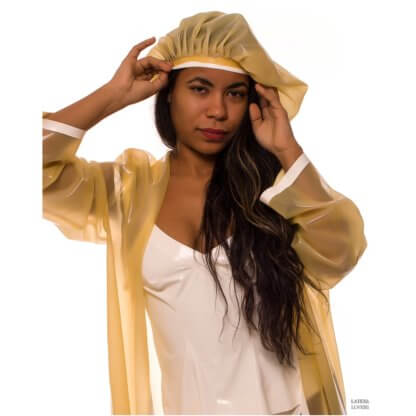 Latex Dressing Gown with Latex bonnet