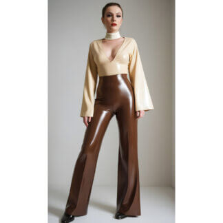 High Waisted Wide Leg Latex Trousers