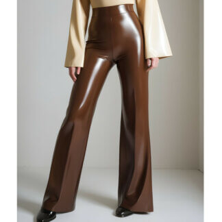 High Waisted Wide Leg Latex Trousers