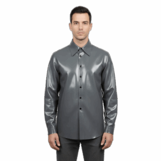 Silver latex shirt for men – stylish glossy design by Latexandlovers latex clothing