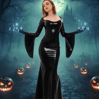 Morticia Addams latex dress