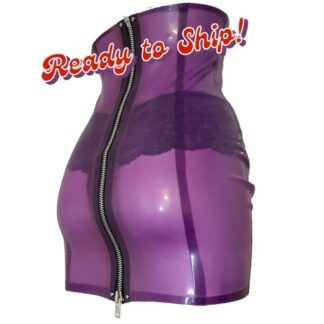 Transparent Lilac Latex Pencil Skirt with Back Zipper – Ready to Ship