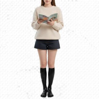 Pair of knee-high black latex toe socks on model — glossy latex clothing toe socks from LatexandLovers